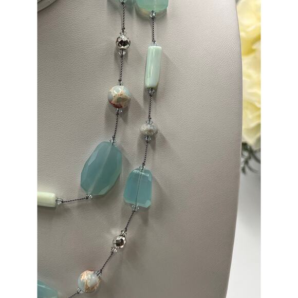 Margo Morrison Silverite, opal, chalcedony, Aqua terra jasper, jasper Necklace - Picture 2 of 8
